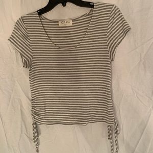 White and gray striped, shirt